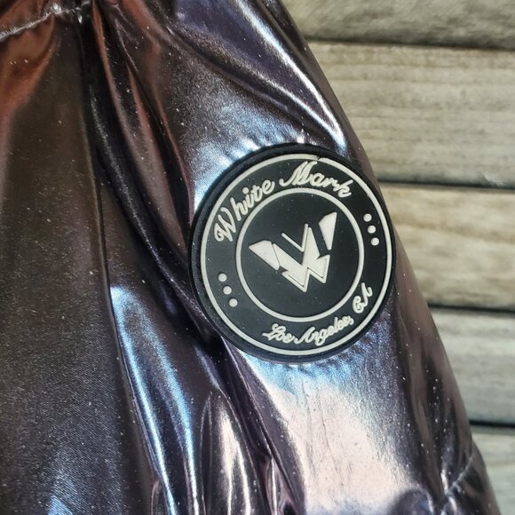 Warm & Cozy WHITE MARK Gray Metallic PUFFER JACKET PLUS Size XXL 2X - Picture 4 of 10